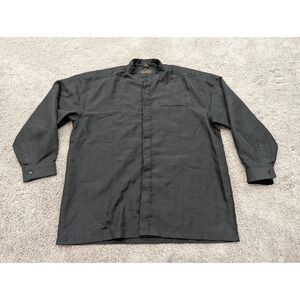 Vintage Dino Divinci Button Up Shirt Mens 50 2X Long Sleeve Black Made in Taiwan